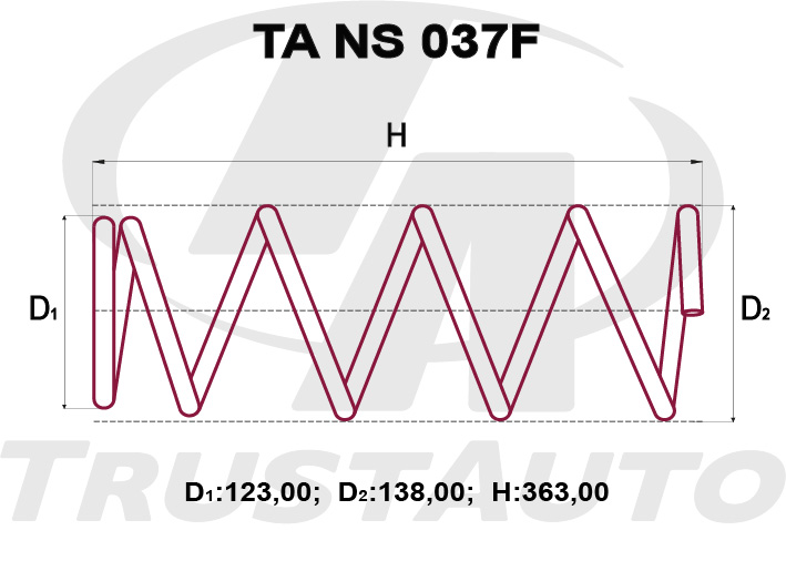 Пружина подвески усиленная (TA) TIIDA C11 ALL (04-)/CUBE CUBIC GZ11 (03-)/NOTE E11 NE11 ZE11 (05-12) 54010-3U80054010-1U70A 540101U70B54010-1U71A54010-1U60A54010-1U60B54010-1A12B54010-1U61A TRUSTAUTO TANS037F